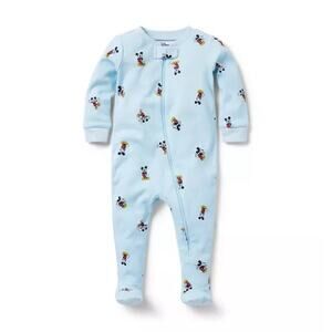 Janie and Jack Disney Mickey Mouse Sleeper Baby 6-12M Blue Zip One Piece Pajama